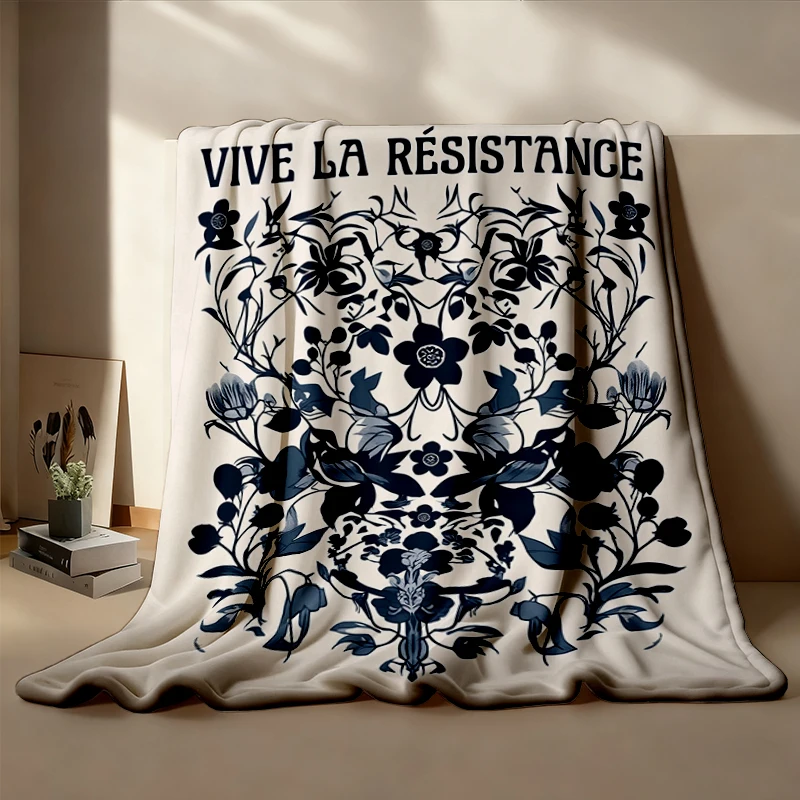 Vive La Resistance Floral Soft Blanket Activist Social Justice Comfy Blanket Empowering Resist Flannel Flannel Throw