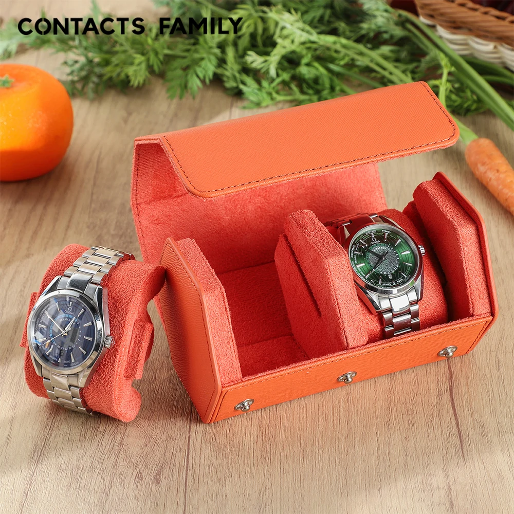 Saffiano Genuine Leather Watch Roll Storage Case Travel Display Organizer Watches Anti-scratch Waterproof Jewelry Box Best Gift