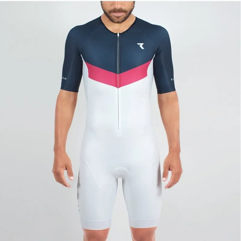 Summer Mens Triathlon Race Suit Short Sleeve One-piece Tights Road Cycling Skinsuit Swim/run/bike Speedsuit Ciclismo Mtb Clothes