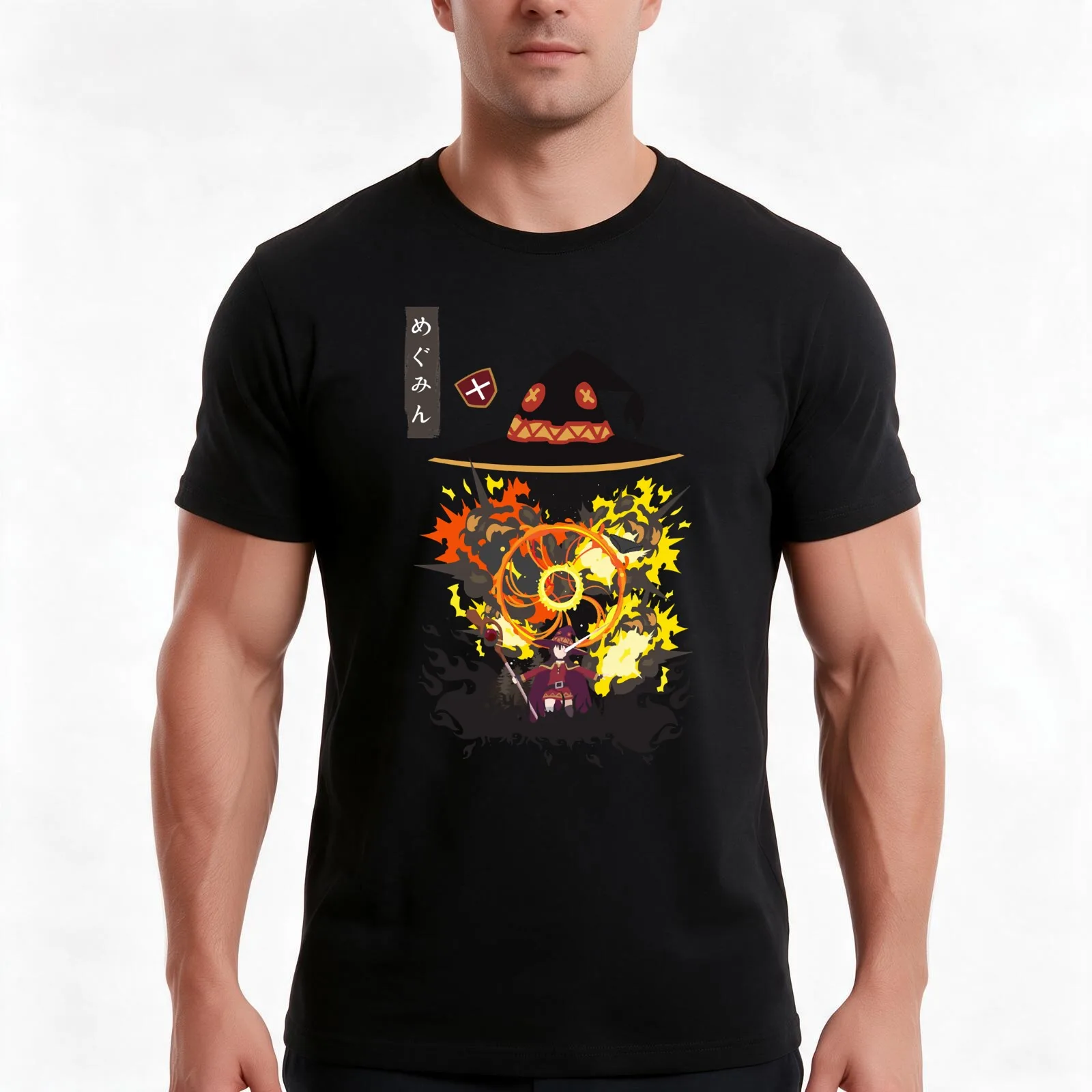 Megumin Negative Space T-Shirt Summer Casual Cotton Tee Oversized Streetwear Tops Vintage Graphic Print Unisex Men Women