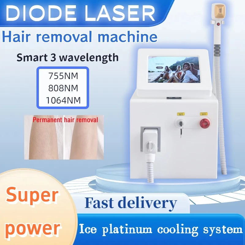 Diode Laser Hair Removal Machine Depiladora Laser Smart 3 Wavelength 755NM 808NM 1064NM Suitable For All Skin Tones High Energy