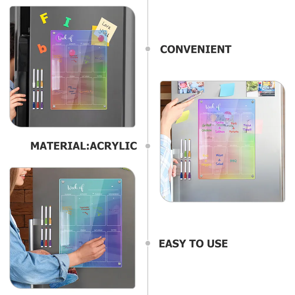 1Set Magnetic Daily Planner Board Acrylic Clear Refrigerator Dry Erase Schedule Weekly Organizer Fridge Whiteboard