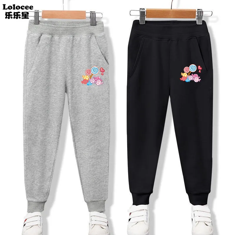 2024 children's pants girls lollipop print trousers sports youth spring casual bottoms autumn children's joggers