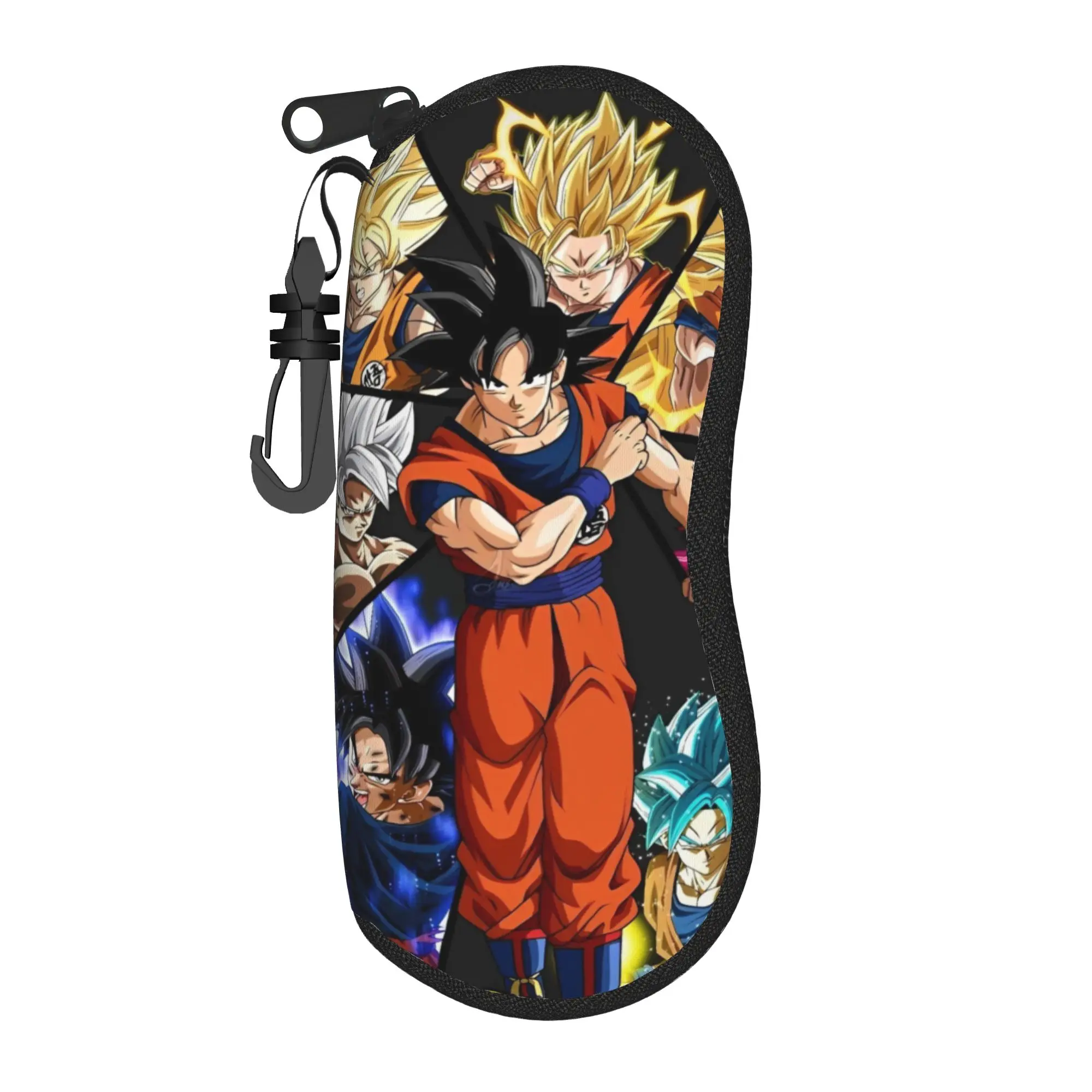 Estuche para Gafas de Dragon Ball Z DBZ Goku, Estuche para Gafas con Cierre y Estampado para Hombres y Mujeres, Estilo Anime Japonés, Caja de Almacenamiento Vintage para Lentes de Contacto