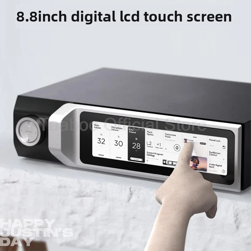 5.0 Bluetooth Preamp Processor 8.8 Inch Screen Karaoke Effector DSP 62 Band EQ Equalizer 4 Mic Input For Home Theater Microphone