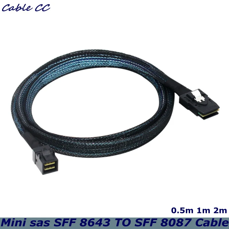 0.5m 2m MINI SAS 3.0 8643 To SFF 8087 HD Server Storage Array Data Cable  Mini SAS HD SFF-8643 Data Server Hard Disk Raid Cable