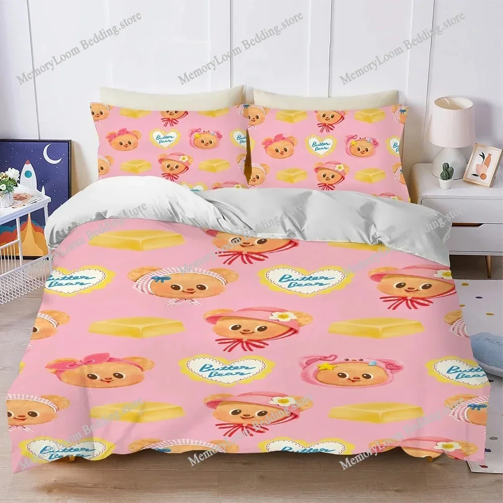 Cartoon Butter Bear Cute Duvet Cover Set Home Style Bedding Soft Laundry Cotton Bed Student Dormitory Gift Home Textileextile592