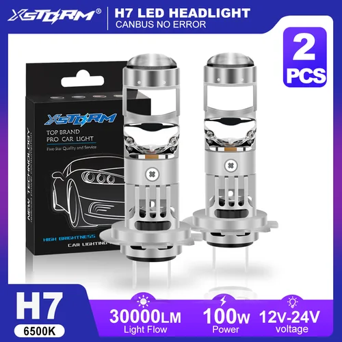 XSTORM H7 lente de proyector LED 100W 30000LM lente doble H7 faro Canbus coche H4 bombillas Led Turbo lámpara luces de motocicleta