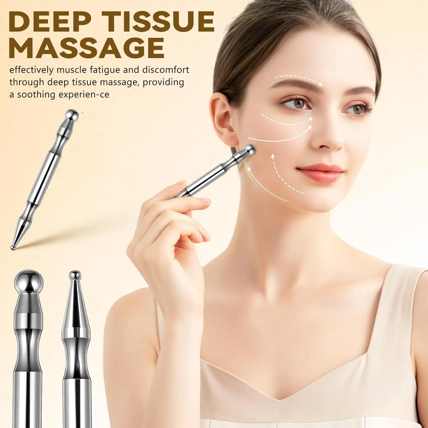 Lápiz de Acupuntura de Acero Inoxidable con Doble Cabeza, Herramienta de Reflexología Ocular y Facial, Masajeador de Tejido Profundo para Alivio del Dolor en Meridianos Corporales