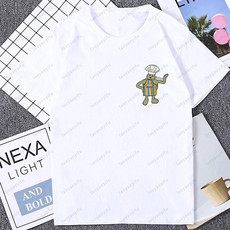 لطيف مضحك صغير الشيف ميمي الجرافيك المطبوعة المرأة تي شيرت عادية موضة فضفاضة Harajuku رجل الشارع الشهير التنفس الراحة التي شيرت