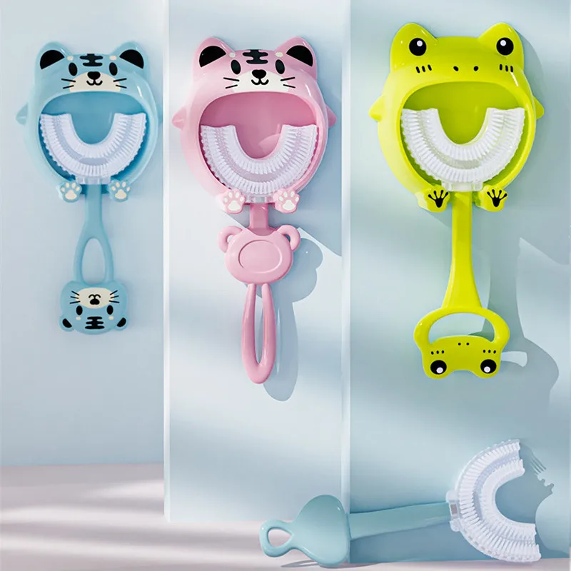 2-12Year Baby Toothbrush Children 360 Degree U-shaped Children's Teeth Oral Care Cleaning Brush Soft Silicone Toothbrush Baby It