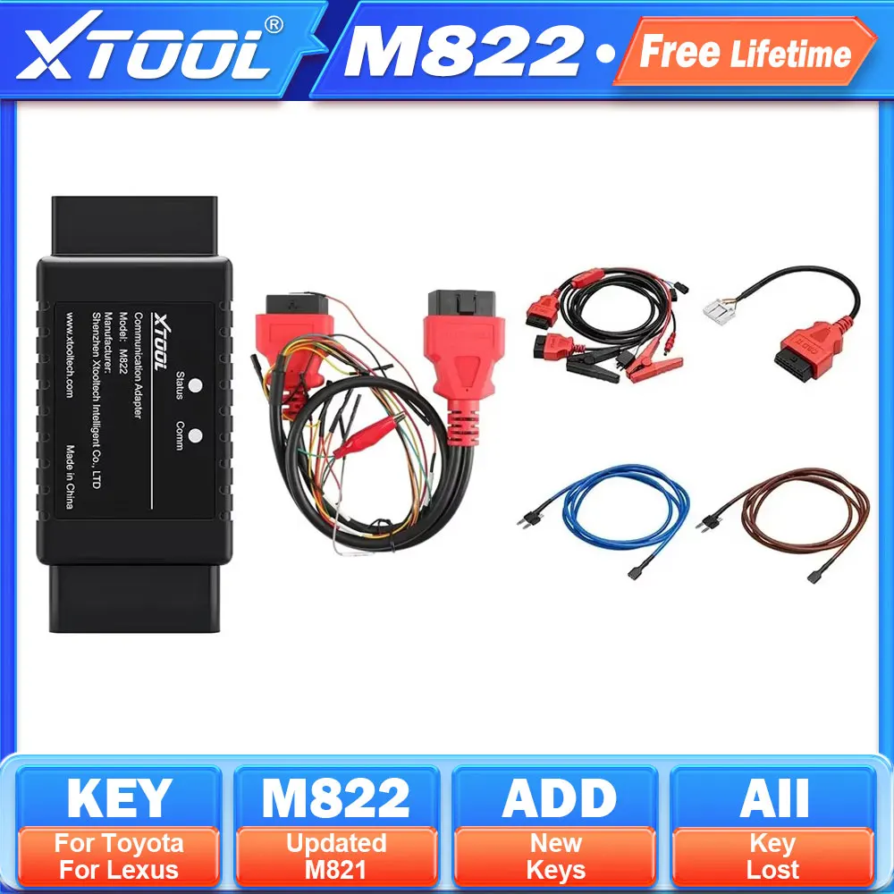 Адаптер XTOOL M822 для Toyota 8A AIl Key Lost Programming Need Work с программатором KC501 и эмулятором KS-1 для X100PAD3 X100MAX