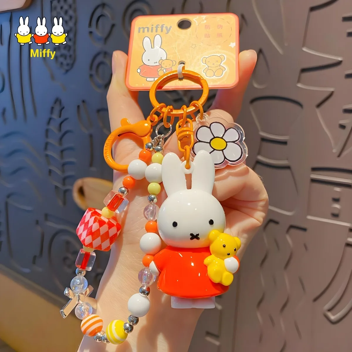 Kawaii Miffy Rabbit Keychain Doll Cutegirlish Cartoon Creative Diy Keychain Schoolbag Gift view 4