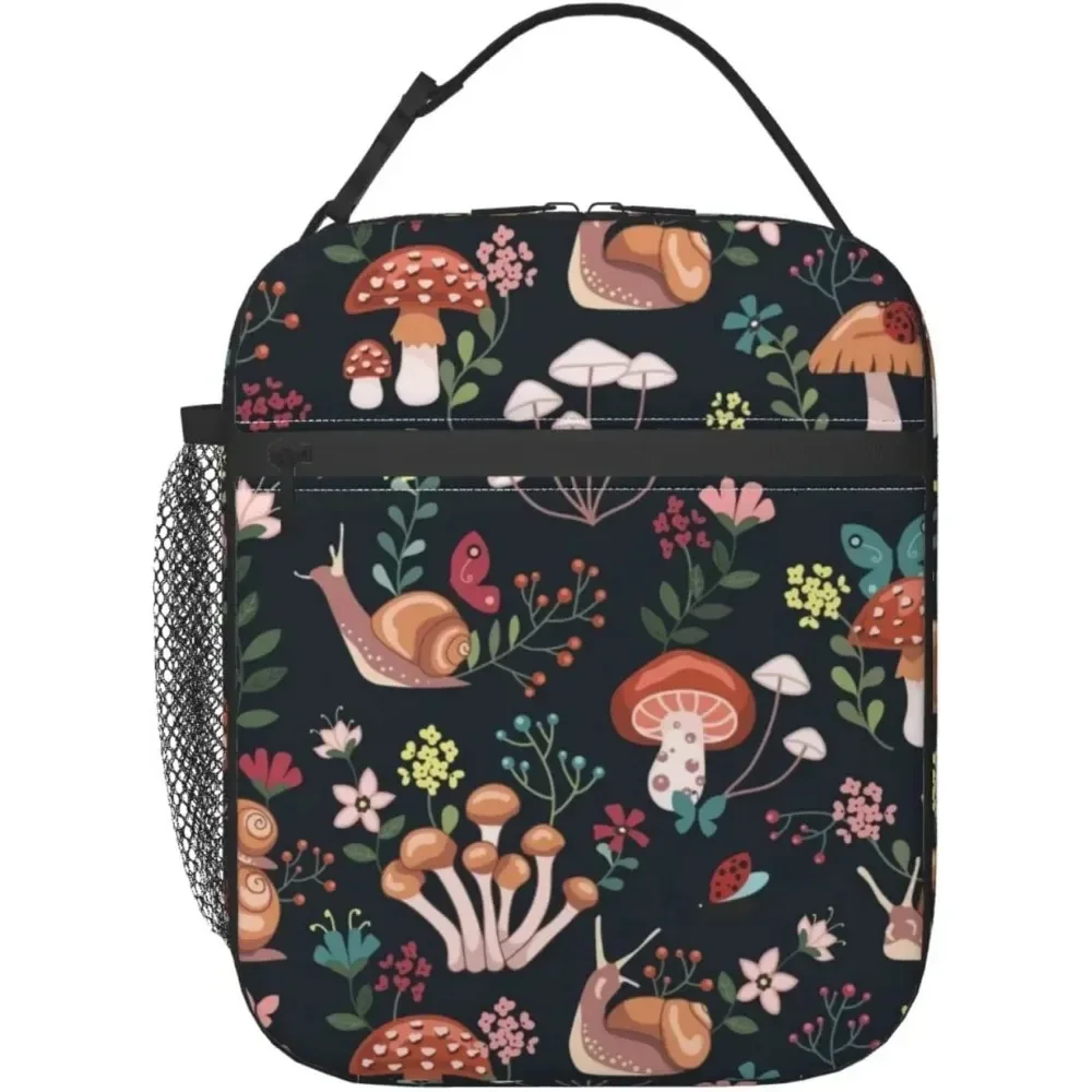 

Mushrooms Snails Butterflies Lunch Bag Kawaii Lunch Bag for Women Men Reusable Adult LunchBags for Women Portable