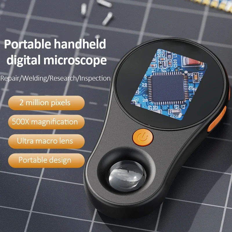 Digital Handheld Microscope 500X Magnification 2 Million Pixels Ultra Macro Lens Video Microscope for Repair/Welding/Research