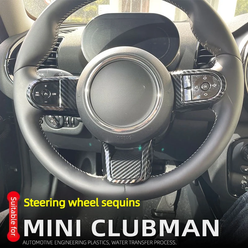 

For BMW Mini Clubman F54 2016-2024 ABS Carbon Fiber Steering Wheel Switch Button Sequins Cover Car Accessories