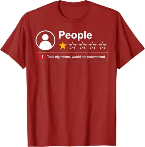 Funny People One Star Total Nightmare Would Not Recommend T-Shirt Y2k Sarkastisches Humor-T-Shirt mit 1-Sterne-Bewertung für Menschen mit Humor – Detail 10