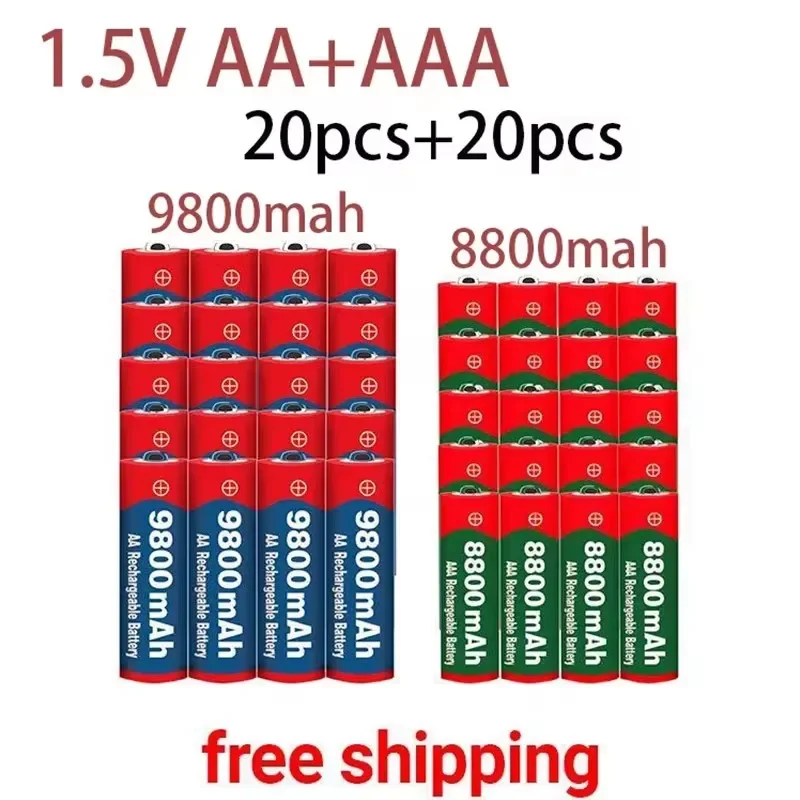 

AA New 1.5V AA 9800MAh+1.5V AAA8800MAh Alkaline1.5V Rechargeable Battery For Clock Toys Camera Battery EU/US Charger