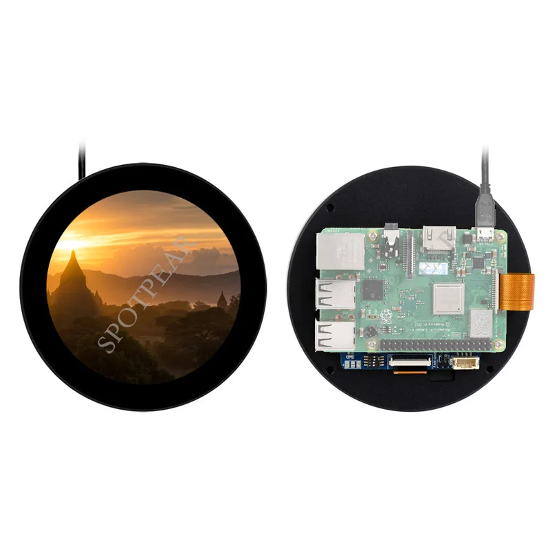 Raspberry Pi 3.4inch Capacitive Touch Screen MIPI DSI LCD 800 × 800 Round IPS Display for Pi 4B / 3B+