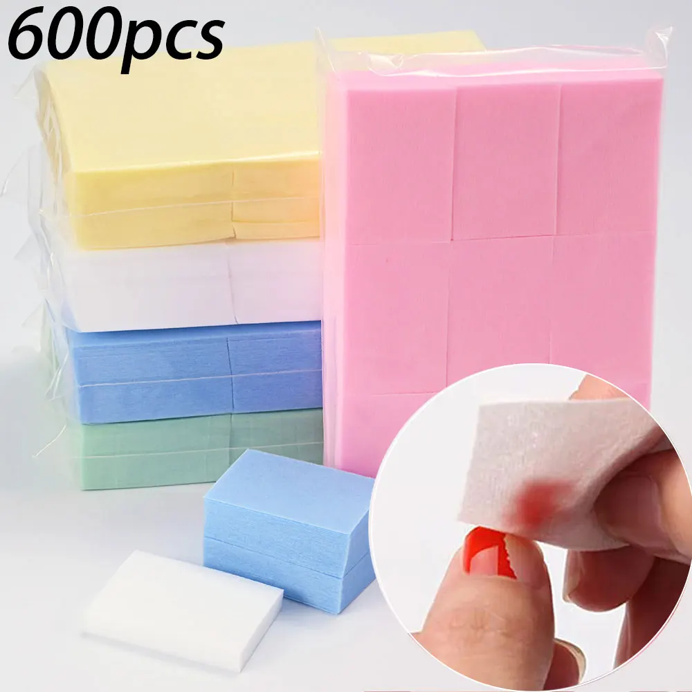 100/600PCS Lint Free Nail Cotton Pads Non-Woven Soft Nail Polish Remover Wipes 100% Cotton Gel Clean Manicure Pads Nail Supplies