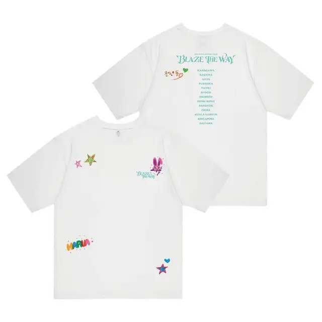 2026 Kpop Korean Trend Stars Same Style BlazeTheWay Letter y2k T-shirt Fans Women Men Summer Oversized Cotton Printe T-shirt 5