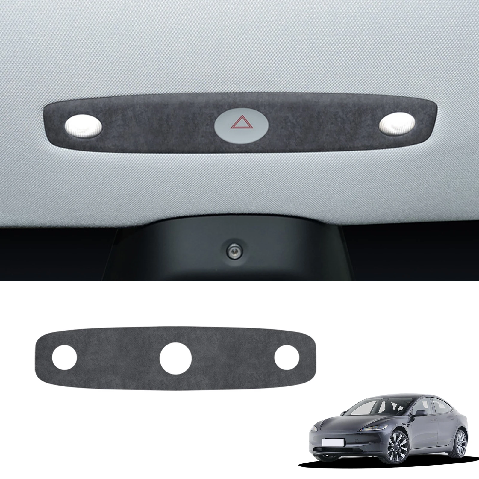 

Suede Wrap Front Reading Light Sticker Lamp Cover Trim For Tesla Model 3 Highland Model Y Juniper 2025- Car Interior Accessories