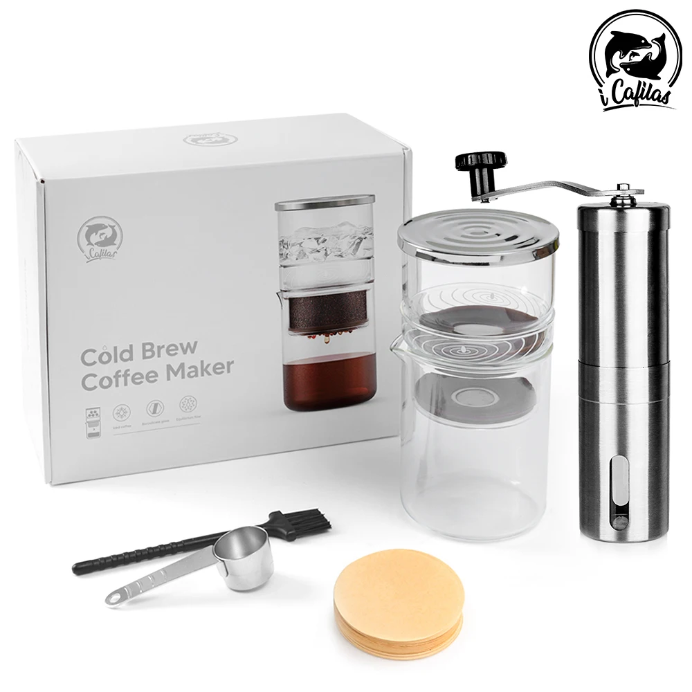 

iCafilas Ice Drip Coffee Pot Glass Coffee Tea Maker Espresso Kitchen Barista Dripper Pot Ice Cold Brew Pots Brewer 300ML