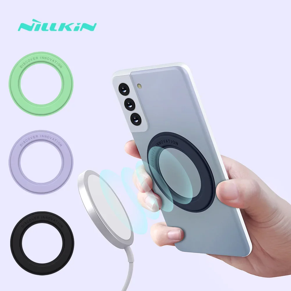 NILLKIN SnapHold Magnetic Sticker for iPhone 13 12 Pro Max Wireless Car Charger Pad Stick Silicone Holder for Samsung S21 Ultra