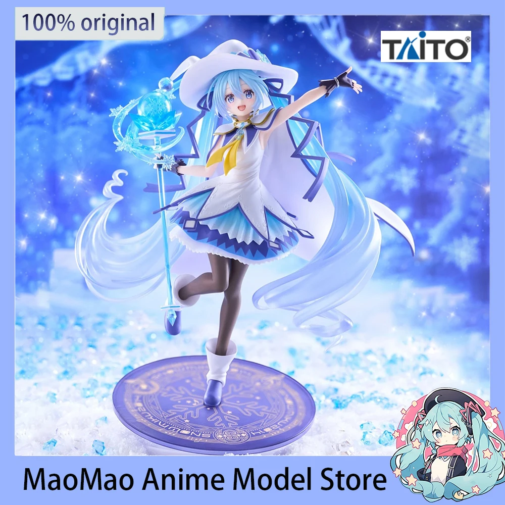 オリジナル-taito-amp-初音ミク（スノーミクオールスターズ、2014年版）アニメフィギュア。ファン向けのコレクションアイテム、21cmのpvcモデル、装飾用。