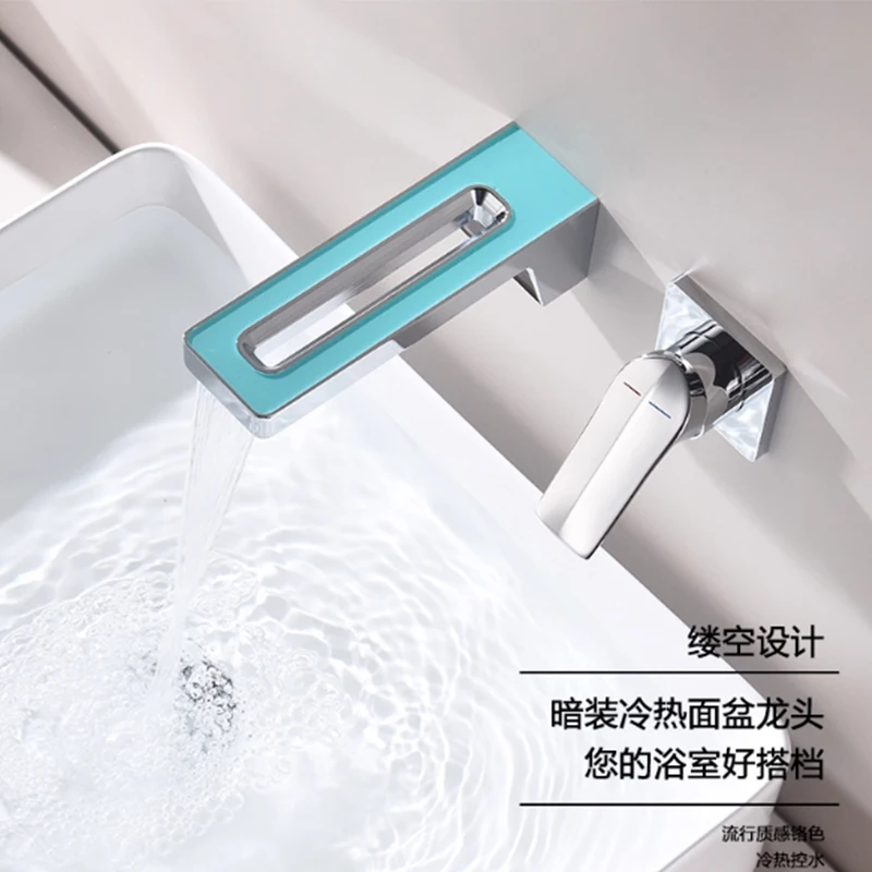 

Wall Mounted Dual Hole Single Handle Sink Faucet Chrome Color Hot And Cold Mixed Faucet Bathroom Faucet