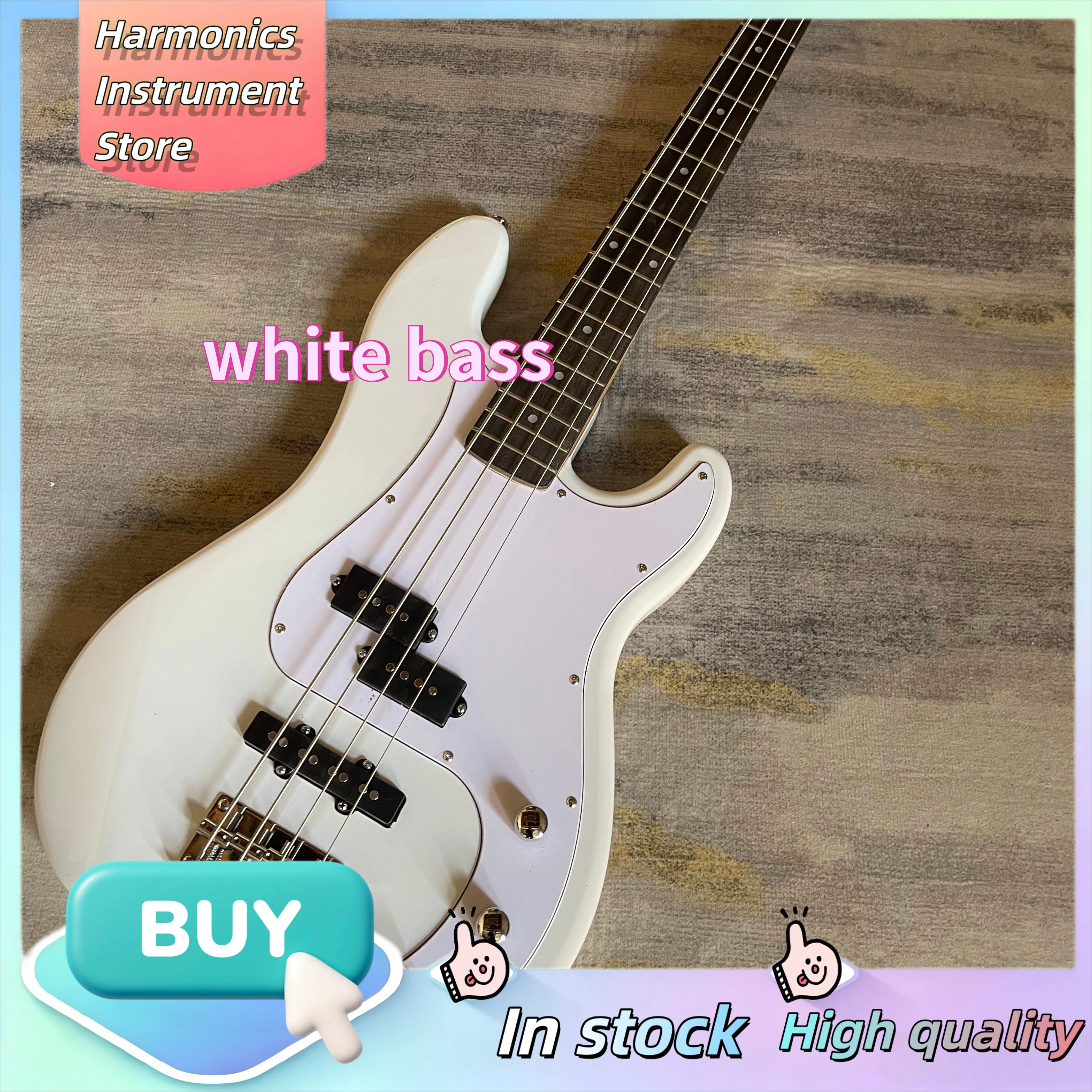 White 1951 P Bass Precision White 4 String Bass Split Pickups Vintage Fixed Bridge Beginner Band Live Electric Bass Guitar
