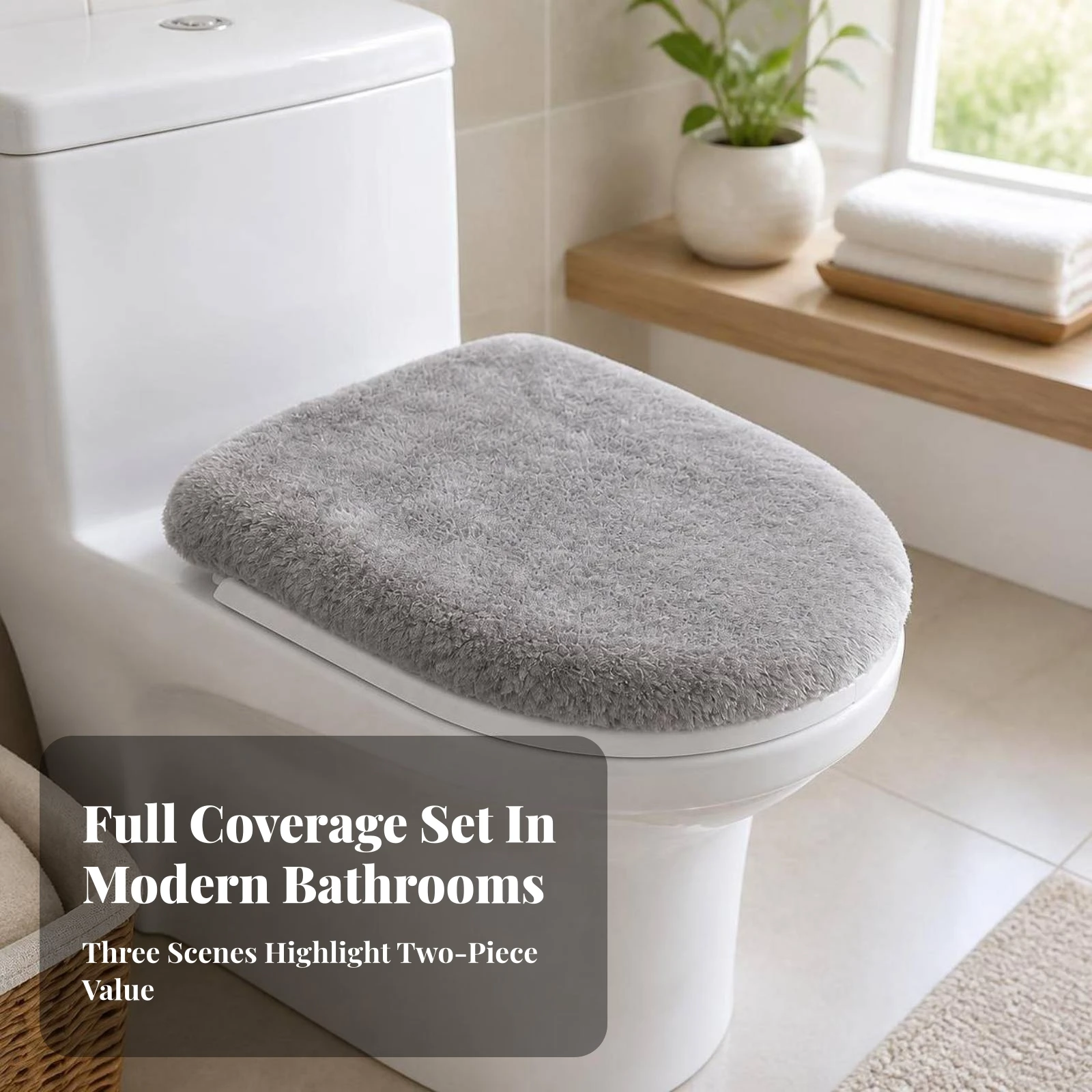 2 Pieces Toilet Seat Dust Cover Reusable Toilet Seat Cover with Elastic Edge Stretch Universal for Bathroom
