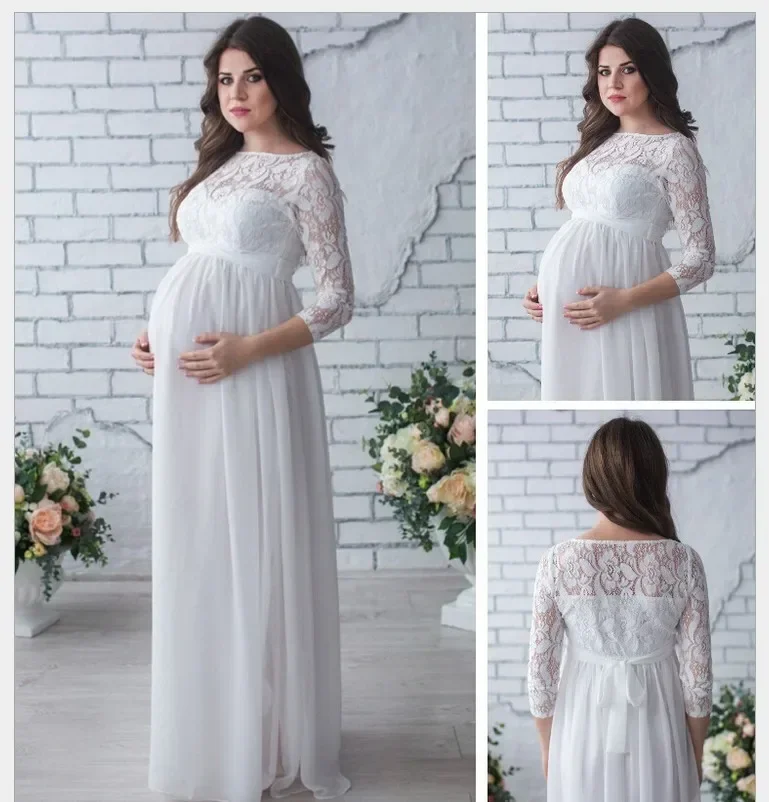 

Sexy Maternity Dresses Lace Long Sleeve Photography Props For Shooting Photo Pregnancy Dress Portray Pregnant Dresses