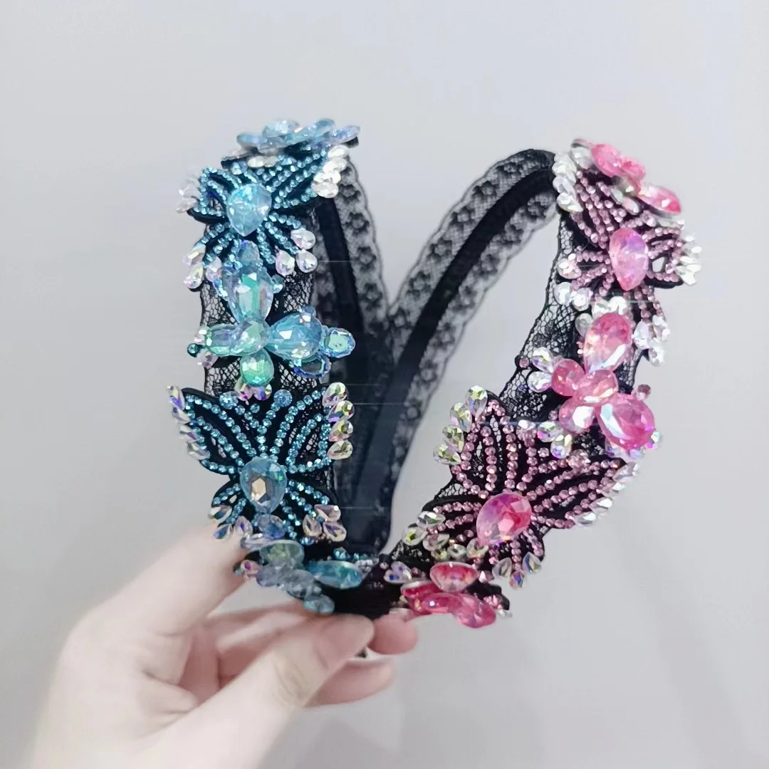 

Hot style in South Korea lace super bow hair hoop retro gauze hairpin head band show hair ball