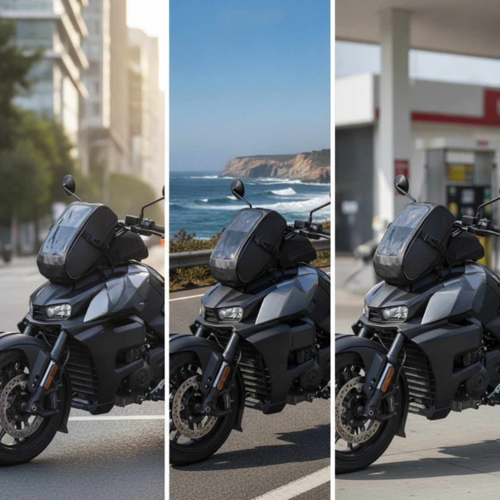 Motorcycle Phone Bag with Clear Window Responsive Phone Storage Bag Storage Pouch Touchscreen-Compatible Water-Resistant