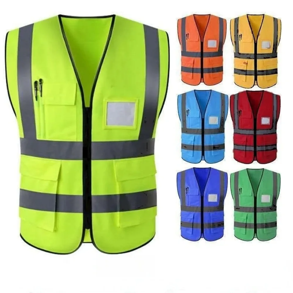 High Visibility Mesh Safety Reflective Vest with Pockets and Zipper Executive Work Safety Zip Vest Yellow Mesh Safety Vests