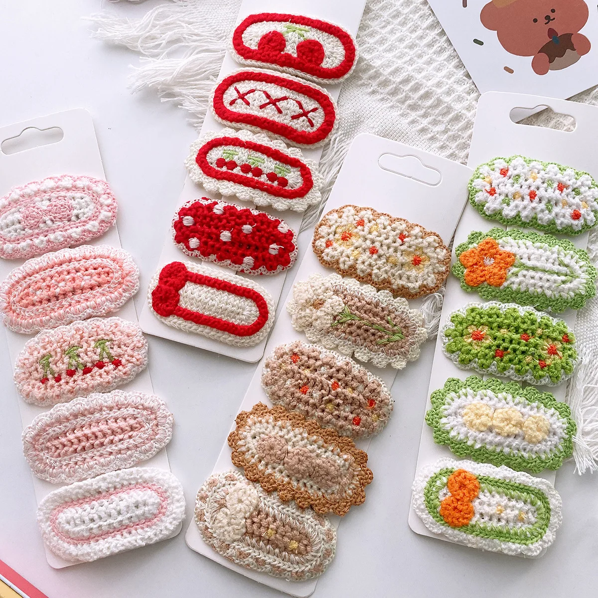 

5pc Cute Crochet Snap Baby Hair Drop Clips Wool Knit Hair Clamp Pins Hairpins Cotton BB Barrette Girls Hair Accessories Children