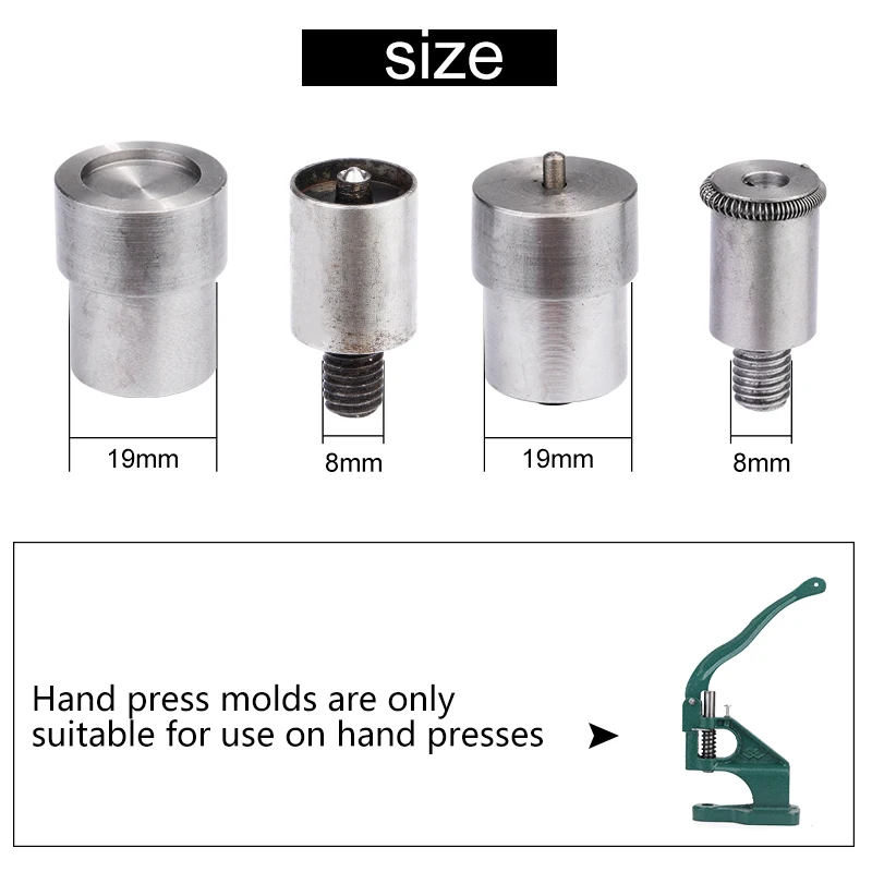 LMDZ 1Set Snaps Buttons Dies Metal Buckle Installation Mould Tool for Hand Press Machine DIY Craft Supplies 10mm 12.5mm 15mm