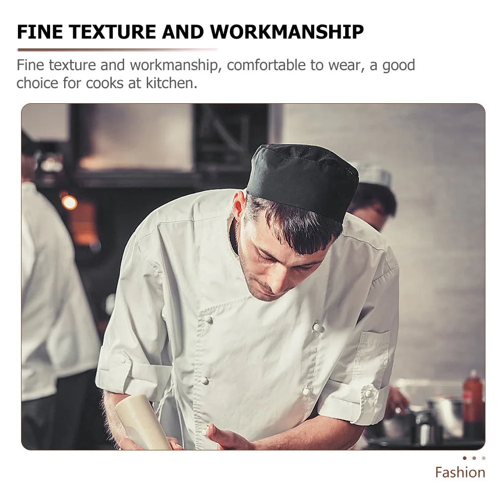 

3pcs Black Durable Cook Net Caps Unisex Adjustable One Size Fits Chef For Men Chef Caps Most