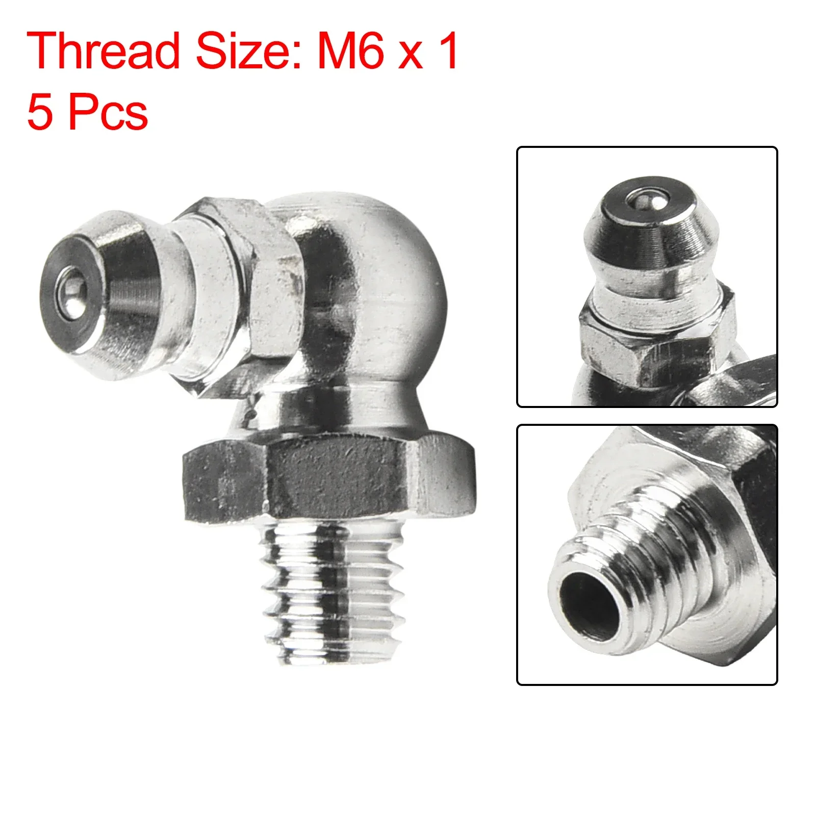 5pcs Stainless Steel Grease Nipple Metric M6 X 1mm Male Thread 90 Degree Elbow Type Oil Zerk Fitting Grease Nipples