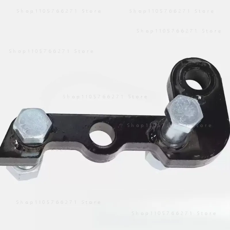 Heavy L bracket between thumb clip and bucket rod, support arm core bearing and hinged base L frame