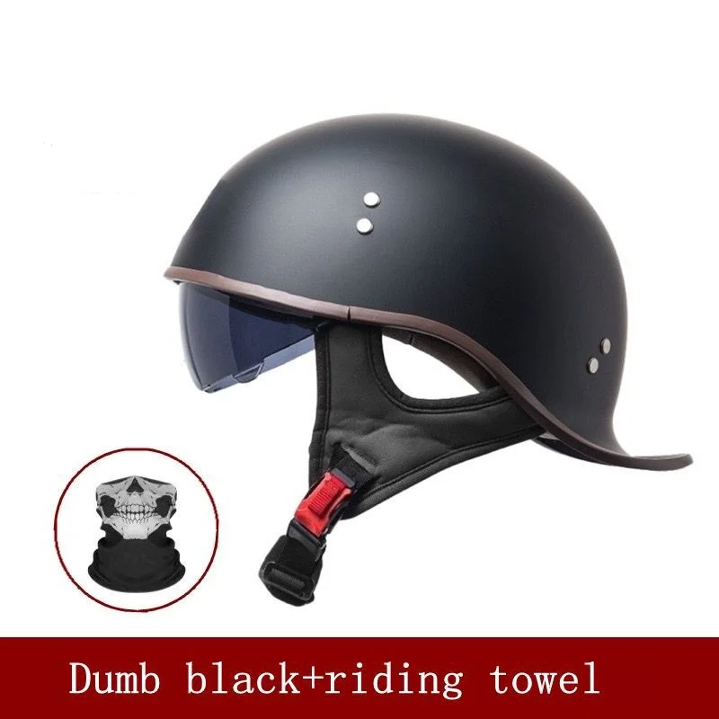 Vintage Motorcycle Half Helmet, 4 Seasons Universal Safety Helmet for Cruiser Bikes, Off-Road, Unisex for All Riders