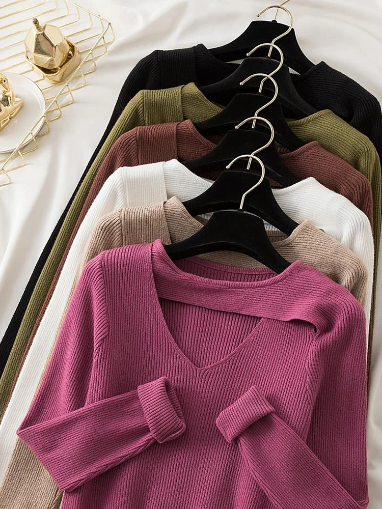 AOSSVIAO Knitted Sweater Sexy Hollow Out Sweaters Women 2026 Autumn Winter Clothes Long Sleeve Top Slim Pullover Pull Femme