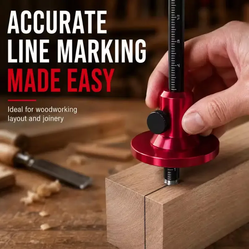 European Scriber European Wheel Marking Gauge Aluminum Alloy Scriber Woodworking Mortise Parallel Scribing Tools Inch & MM Scale