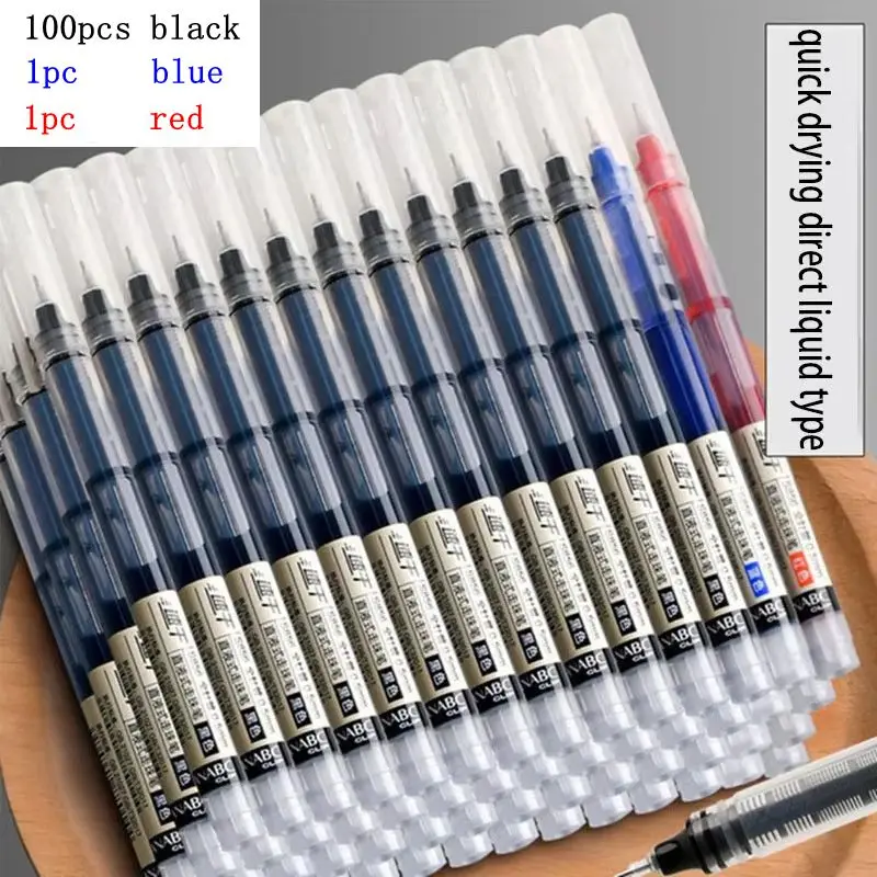 Conjunto de Canetas Gel: 3-100 peças Preto/Azul Grande Capacidade Escrita Suave para Escritório e Escola Tinta de Secagem Rápida Material de Papelaria
