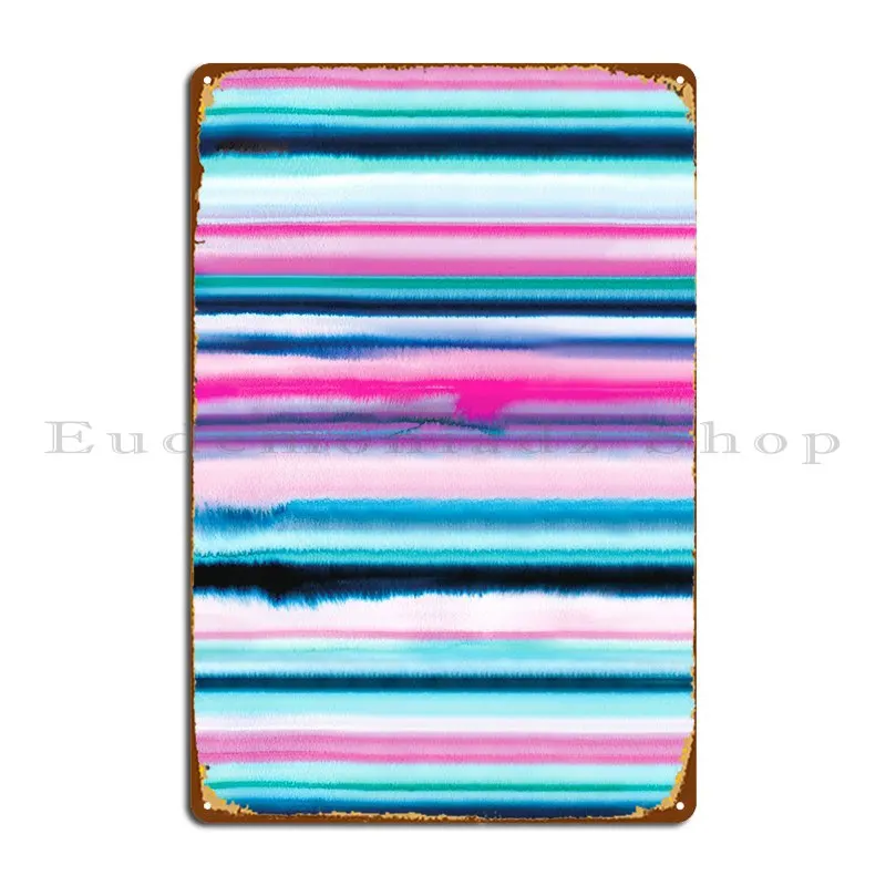 Ombre Stripes Watercolor Metal Sign Bar Kitchen Printing Kitchen Wall Plaque Tin Sign Poster