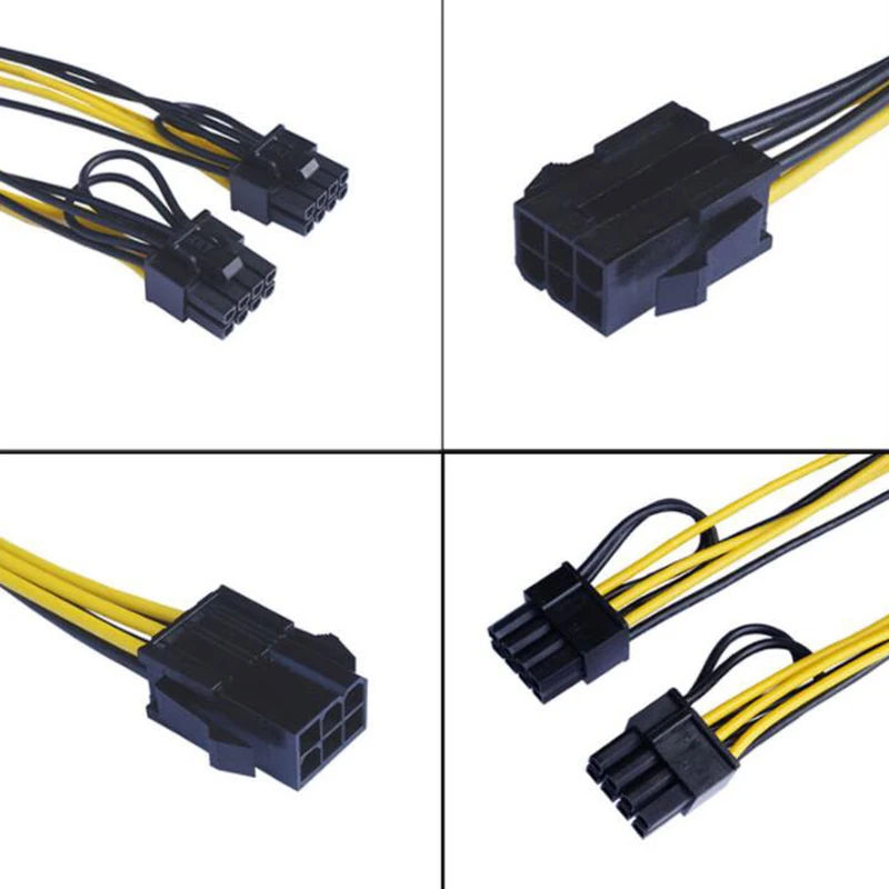 6-контактный на двойной 8-контактный кабель питания PCI-E 6-контактный на двойной 6+2-контактный (6-контактный/8-контактный) Кабель-разветвитель питания Видеокарта PCIE PCI Express C3