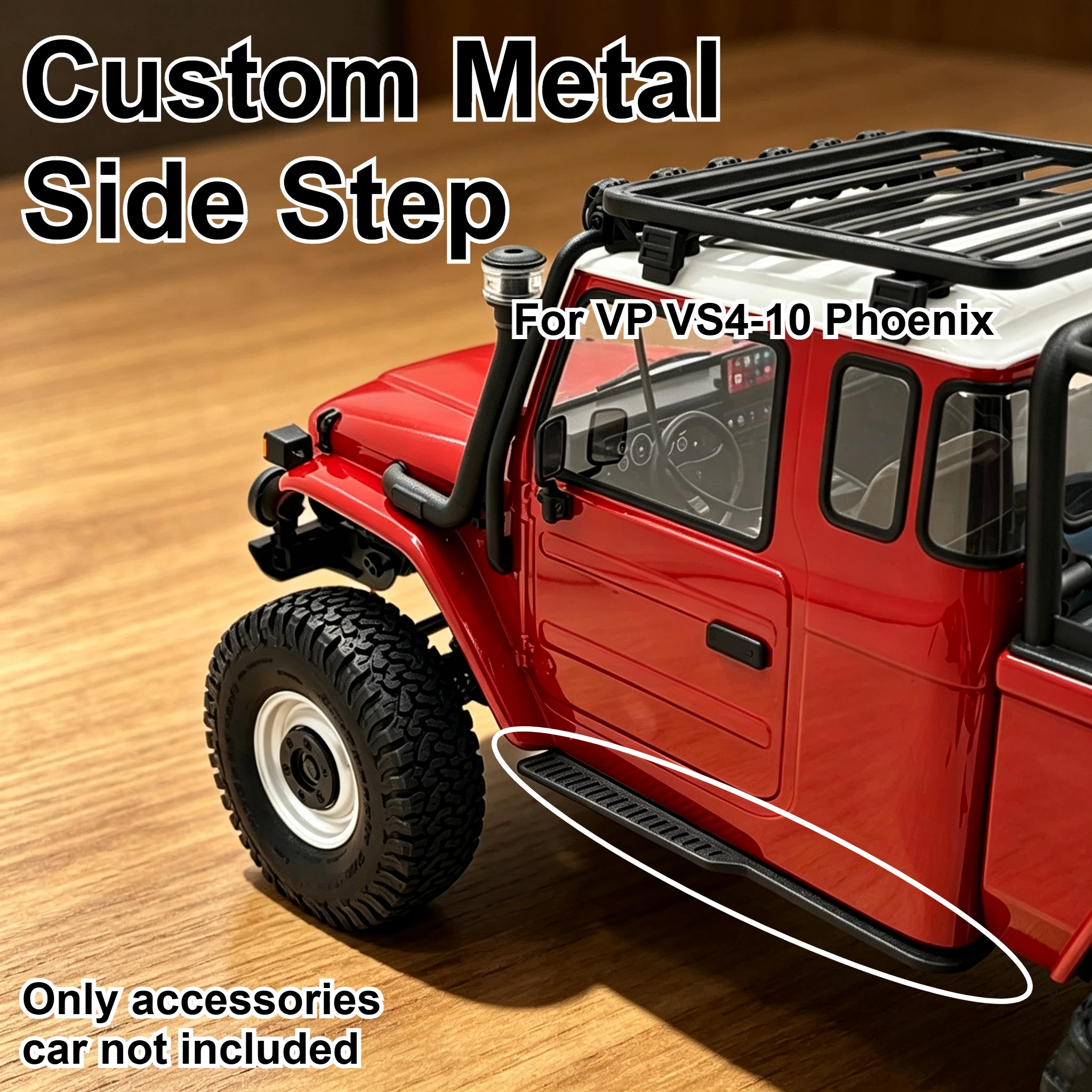 For VP VS4‑10 Phoenix 1/10 RC Crawler Metal Side Step Custom Model Race‑Style Exterior Appearance Upgrade Hobby Accessories