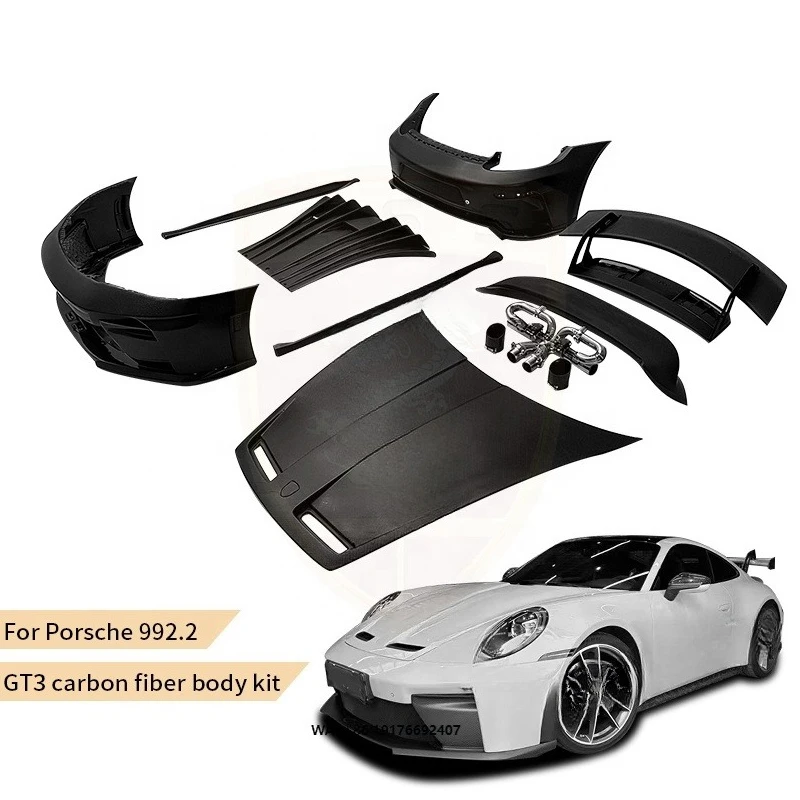 For 911 992.2 Facelift GT3 Style Dry Carbon Body Kit Car Bumper Assembly Sideskirt Front Engine Rear Spoiler Exhaust Tip
