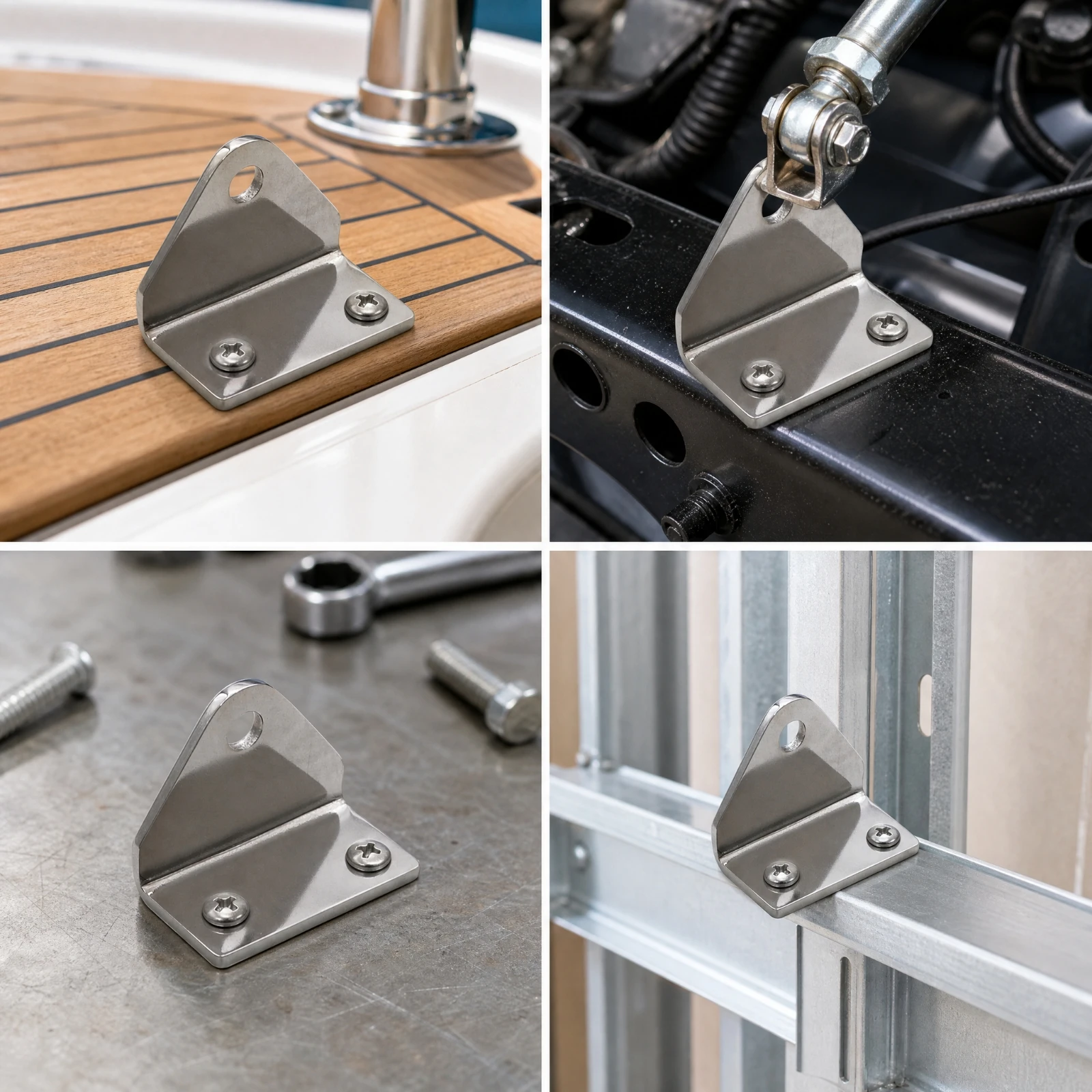 Right Angle Bracket Heavy-Duty Marine L-Shaped Triangular Mounting Bracket Corner Brace Compact Slim for Boat Owners